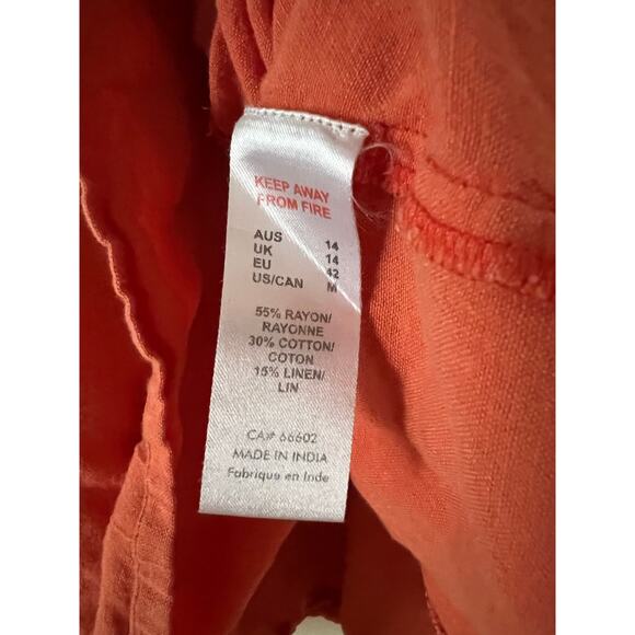 Orientique Naturally Australian Orange Asymmetrical Trapeze Linen Cotton M - Picture 5 of 7